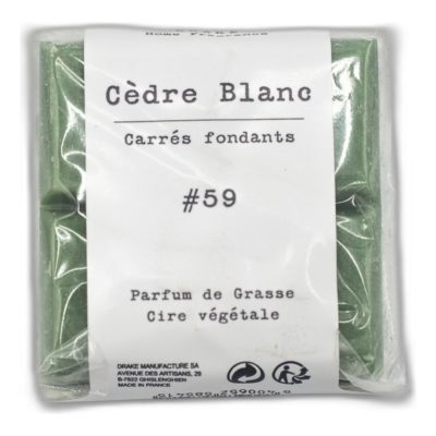 carré fondant - pastille - cire végétale - parfum de grasse- cèdre blanc