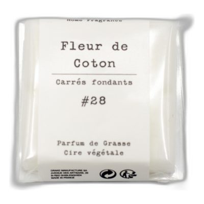 carré fondant - pastille cire végétale parfum de grasse - Fleur de coton
