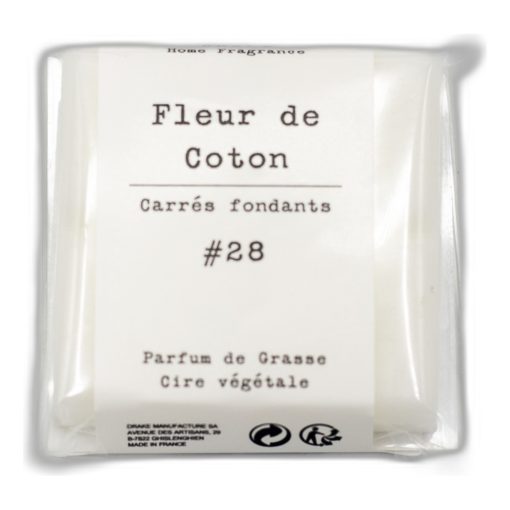 carré fondant - pastille cire végétale parfum de grasse - Fleur de coton