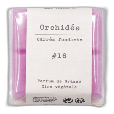 carré fondant - pastille cire végétale parfum de grasse - orchidée